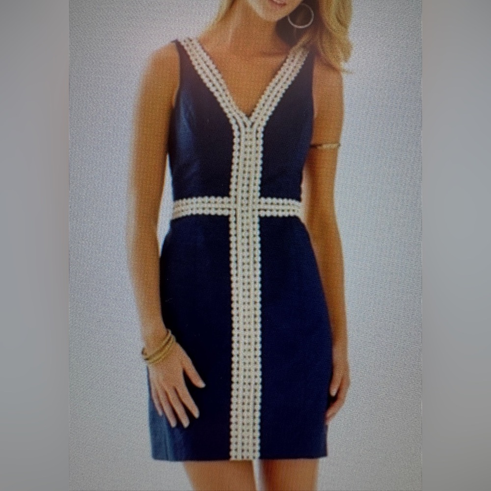 Lilly Pulitzer Navy Dress with White Trim